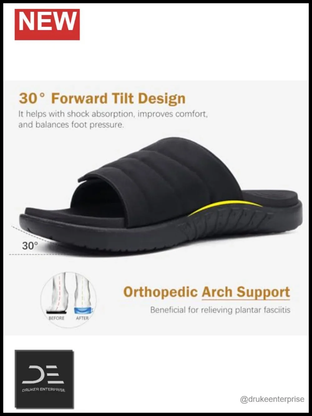 Men's Adjustable Orthotic Sandals with Arch Support - Athletic Sport Slides